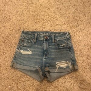 American Eagle Outfitters Blue Distressed Jean Shorts